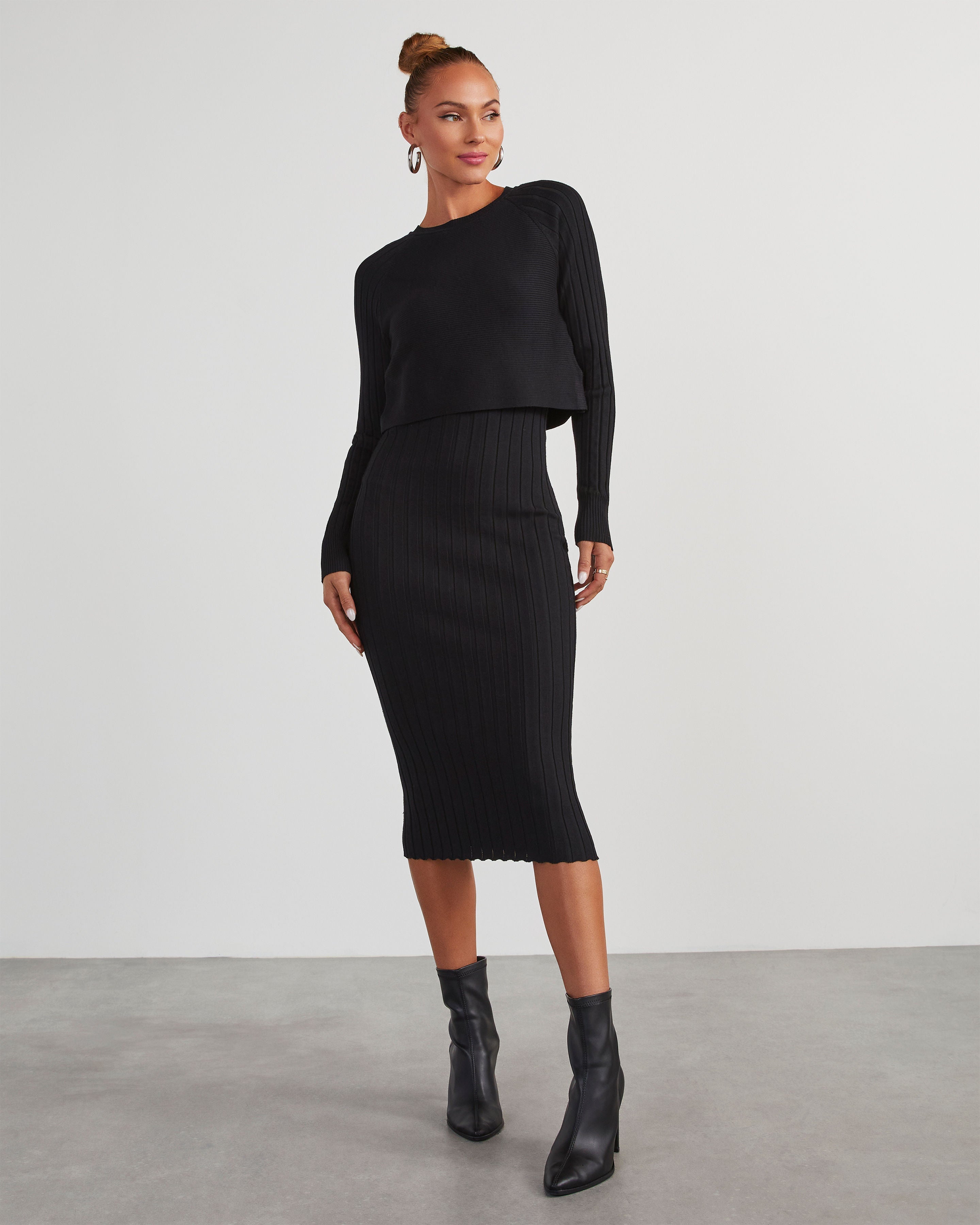Full Of Surprises Ribbed Knit Midi Dress