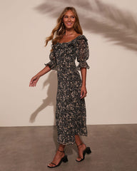 Vernia Off Shoulder Floral Midi Dress