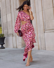 Right Moment One Shoulder Asymmetric Midi Dress