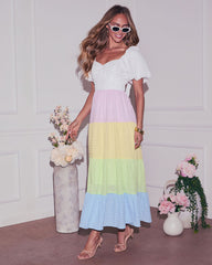 Sutton Tiered Colorblock Maxi Dress