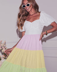 Sutton Tiered Colorblock Maxi Dress