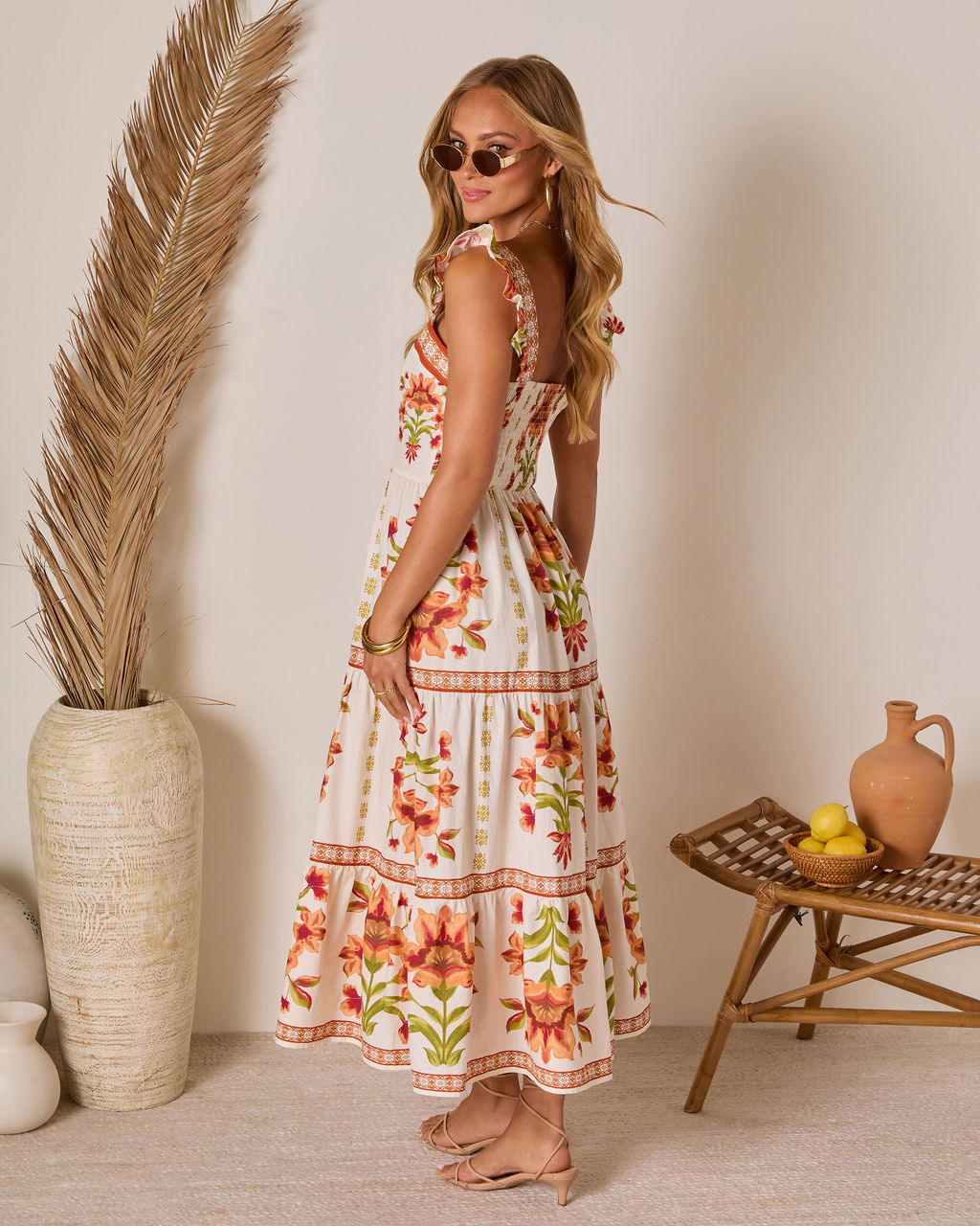 Tropical Reverie Tiered Floral Maxi Dress