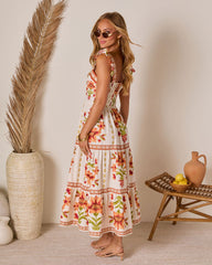 Tropical Reverie Tiered Floral Maxi Dress