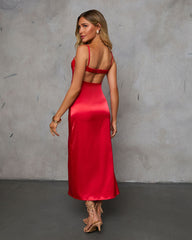 Pull Me In Satin Midi Dress