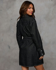 Stay Cool Denim Waist Tie Mini Dress