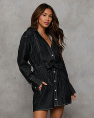 Stay Cool Denim Waist Tie Mini Dress