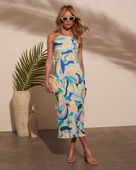 Salina Abstract Halter Midi Dress