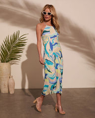 Salina Abstract Halter Midi Dress