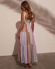 Sweet Spring Patchwork Maxi Dress