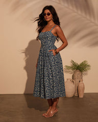 Vivvie Floral A Line Midi Dress