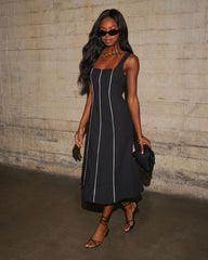 Solange Contrast Piping Midi Dress