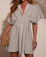 Annabelle Striped Mini Shirt Dress