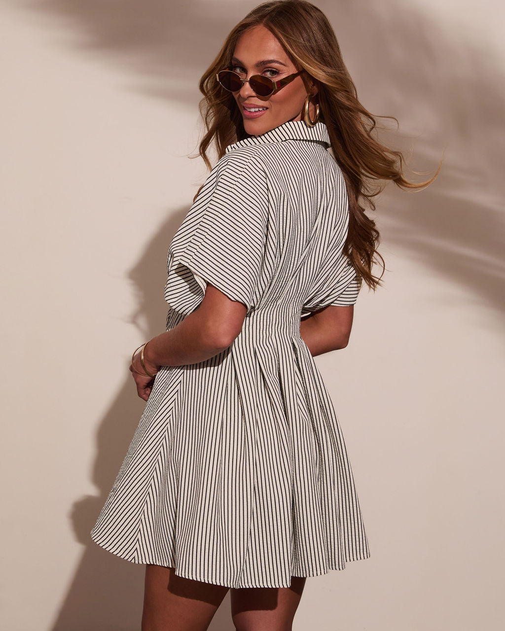 Annabelle Striped Mini Shirt Dress