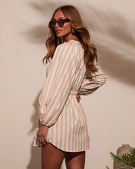 Saralyn Lace Up Front Striped Mini Dress