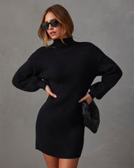 Anastasia Mock Neck Knit Sweater Dress