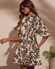 Restful Roam Abstract Waist Tie Mini Dress