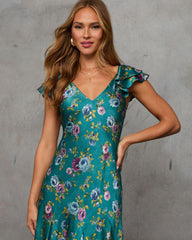 Sweet Feeling Floral Satin Maxi Dress