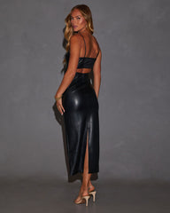 Xiomara Bodycon Faux Leather Midi Dress