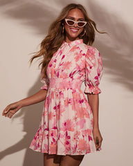 Tiah Collared Floral Mini Dress