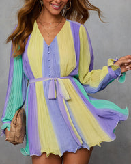 Samarie Pleated Colorblock Mini Dress