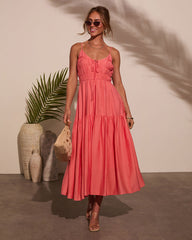 Riviera Romance Ruched Tiered Midi Dress