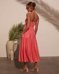 Riviera Romance Ruched Tiered Midi Dress