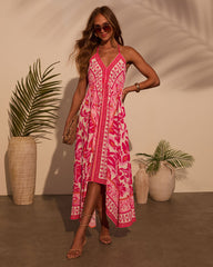 Vineyard Border Print Maxi Dress