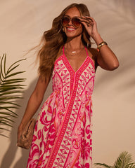 Vineyard Border Print Maxi Dress
