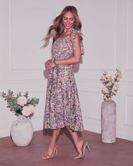 Petal Poise Fit And Flare Midi Dress