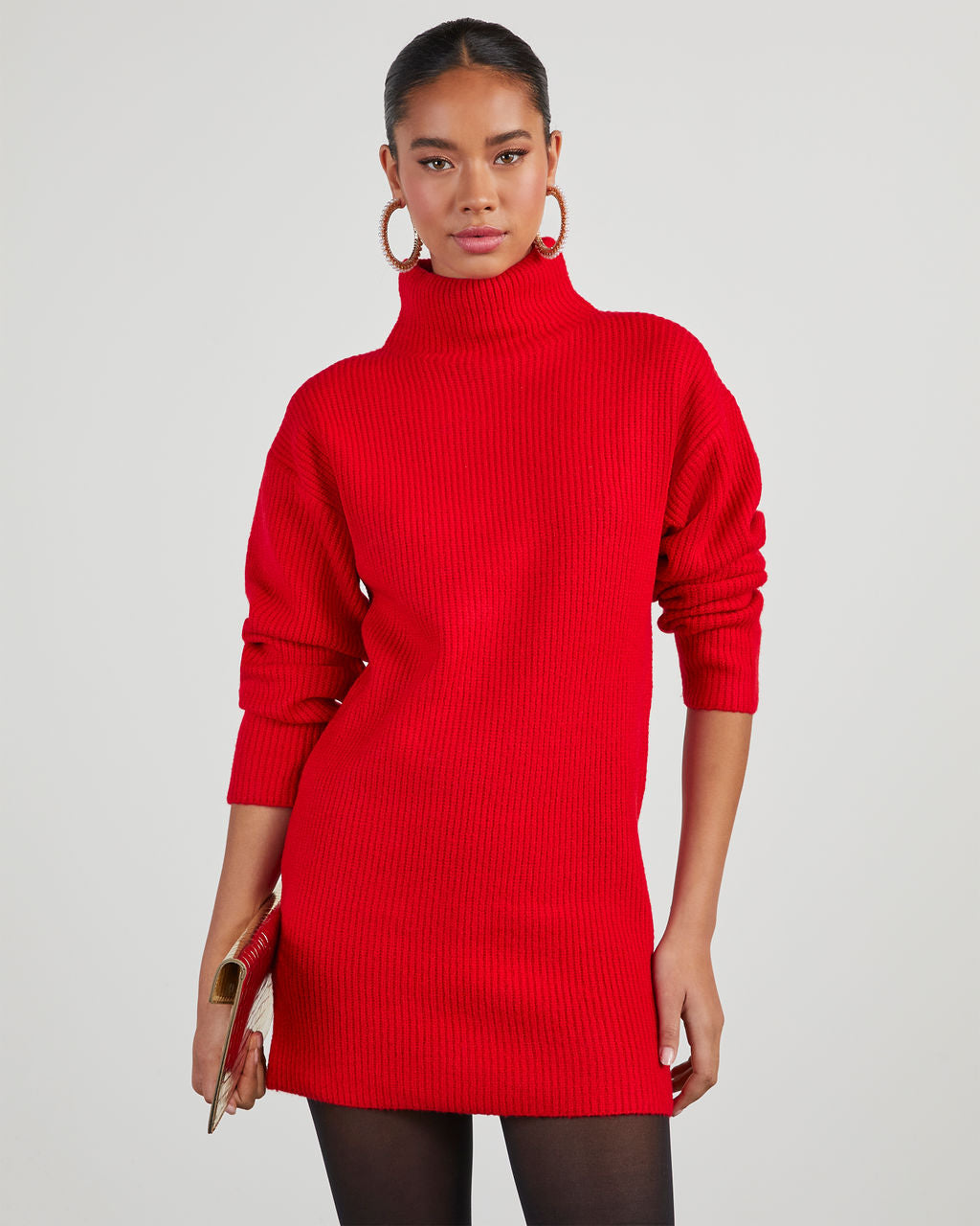 Uptown Girl Mock Neck Sweater Dress
