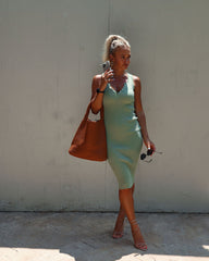 Ashlee Sleeveless Button Front Midi Dress